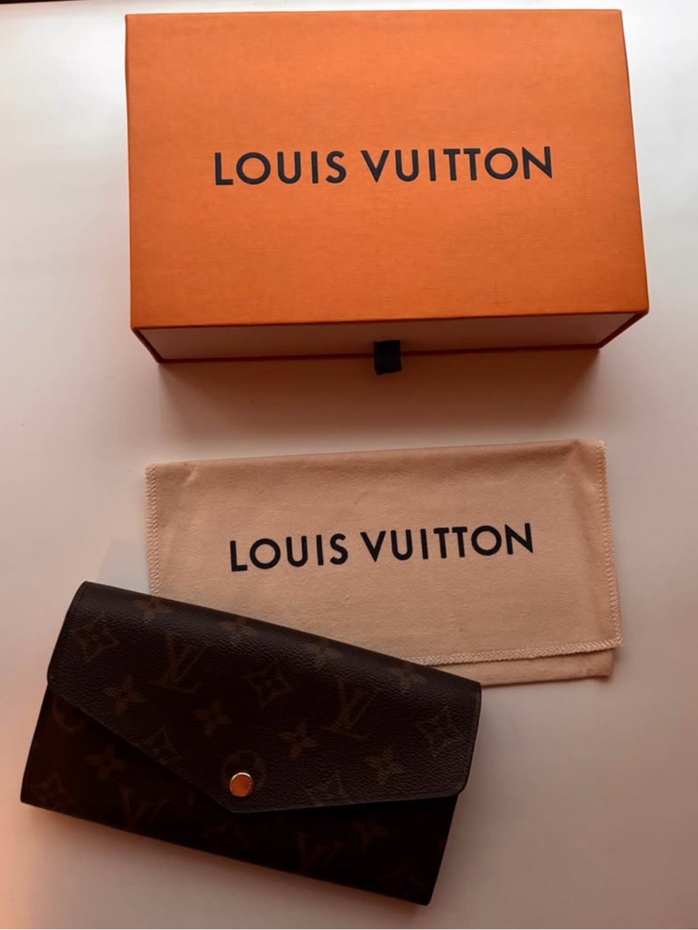 Louis Vuitton Monogram Envelope Wallet in Dark Brown with Gold Snap